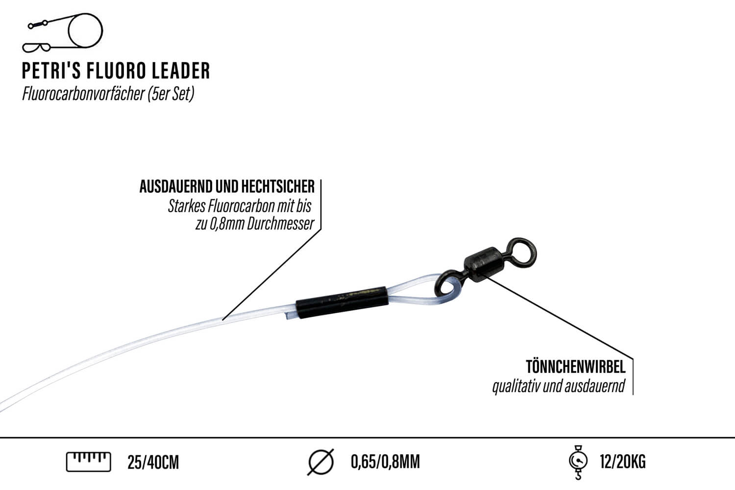 Hechtsicheres Fluorocarbon Vorfach Set