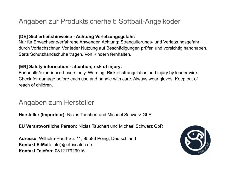 Softbait / Gummifisch 4er Set | 15cm | UV aktiv | Farben für trübe und klare Gewässer