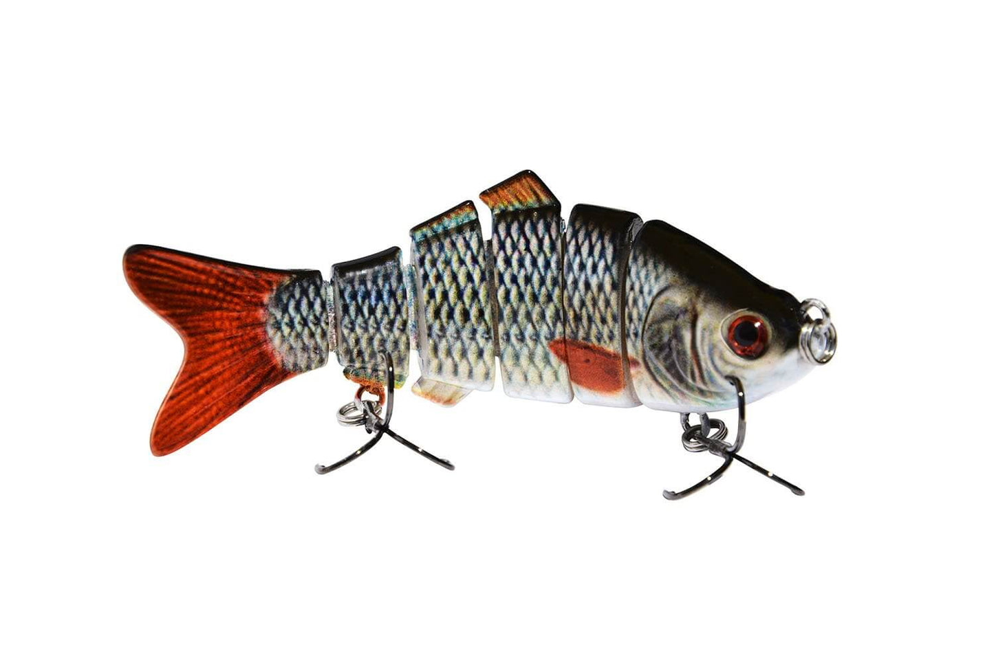 Swimbait Wobbler in grau im Rotauge Dekor fuer Hecht und Raubfisch