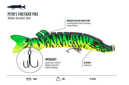 Hechtkoeder aus ABS Kunststoff mit Owner Drillingen