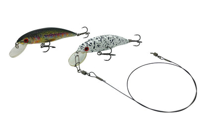 Wobbler Albino und Regenbogenforelle mit Stahlvofach
